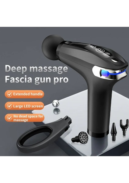 Şarjlı Deep Tissue Masaj Tabancası, Dijital Ekran, Darbeli, Siyah, CN Menşei modelleri