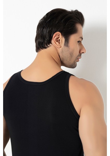 4 Adet Siyah 100 % Pamuk Penye Süprem Erkek Atlet modelleri