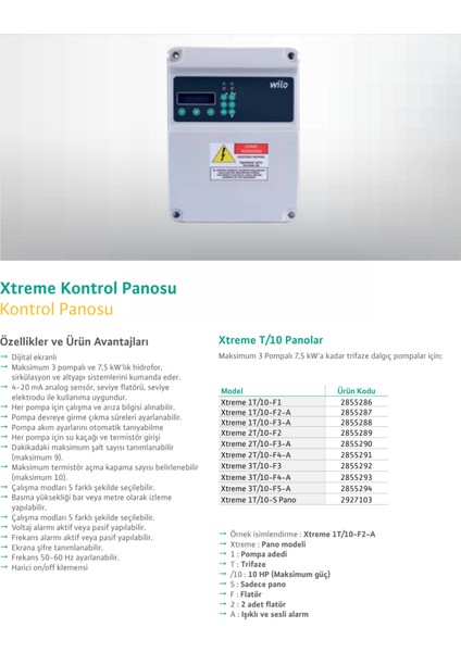 Xtreme 2m/3-F2 Monofaze İkili Pompa Panosu 220V