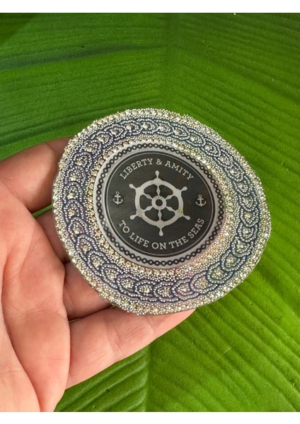 8 x 8 cm Ütü Ile Yapışan Taşlı Değişen Çapa Arma Dikiş Aksesuarı