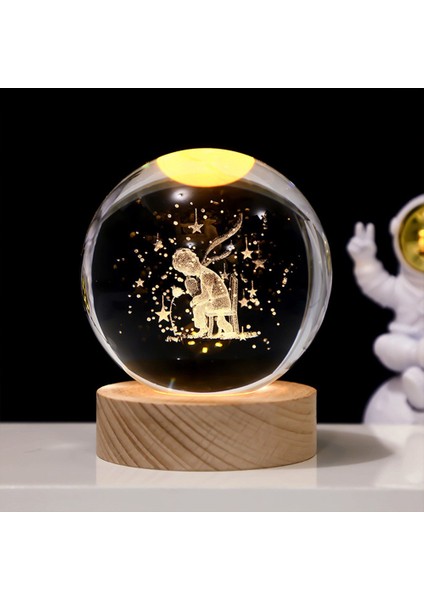 Isme Özel Büyük Boy Işıklı Ahşap Kaideli Küçük Prens Temalı Cam Küre 8cm fiyatları