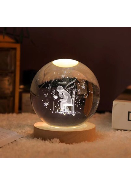 Isme Özel Büyük Boy Işıklı Ahşap Kaideli Küçük Prens Temalı Cam Küre 8cm modelleri
