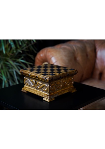 Ggs Grandgiftstore Kişiye Özel Satranç Takımı Hediye Seti 20 cm Küçük Boy Gizli Anahtarlı Ceviz Oyma El Işi Satranç Takımı Roma Satranç Taşı fırsatları