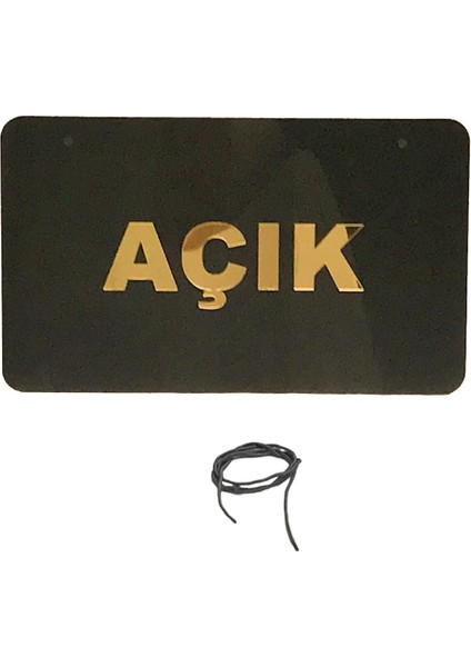 Mağaza Açık-Kapalı Levha 25*15 cm Siyah-Gold Pleksi T213