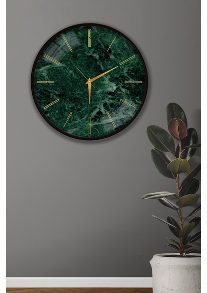 Yeşil Mermer Duvar Saati - 29 cm
