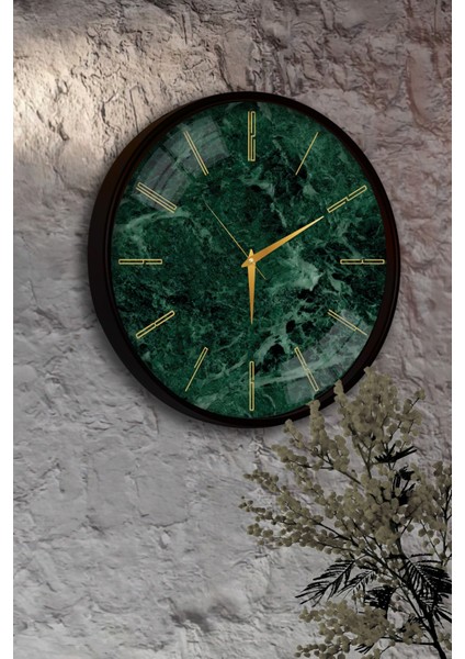 Yeşil Mermer Duvar Saati - 29 cm