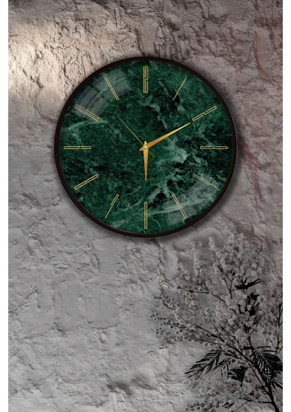 Yeşil Mermer Duvar Saati - 29 cm