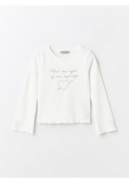 Kız Çocuk Nakışlı Kalpli Bürümcük Sweatshirt