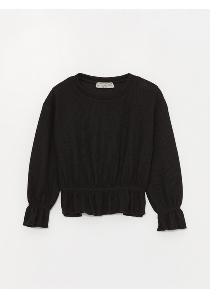 Kız Çocuk Beli Lastikli Bürümcük Sweatshirt
