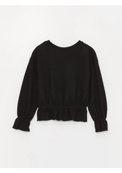 Kız Çocuk Beli Lastikli Bürümcük Sweatshirt