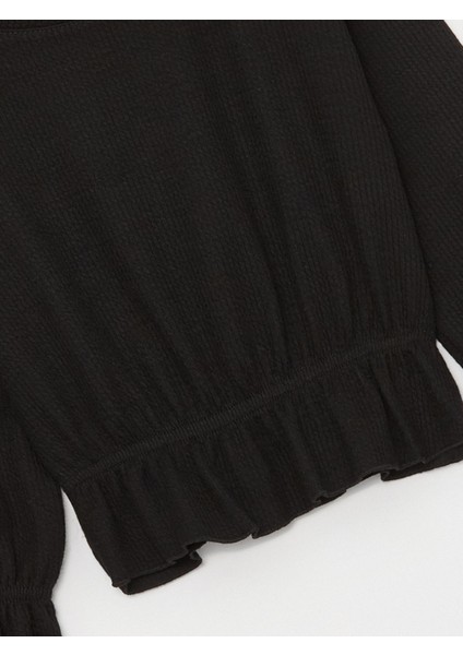 Kız Çocuk Beli Lastikli Bürümcük Sweatshirt