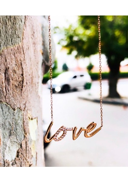 14 Ayar Roz Altın,love Kolye