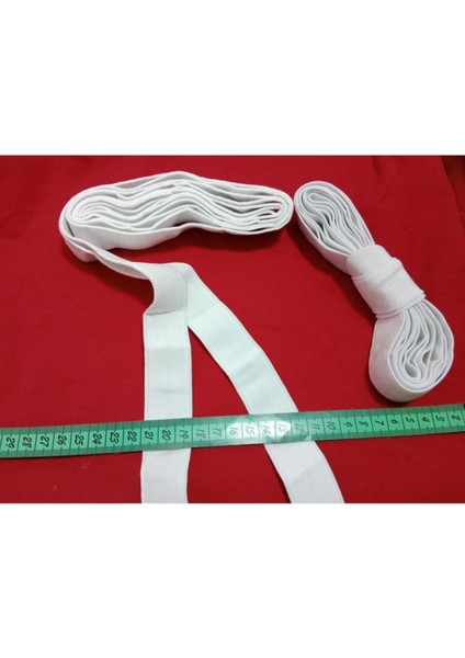 3 cm Beyaz Bel Paça Don Lastiği Yassı Geniş Lastik 3 Metre