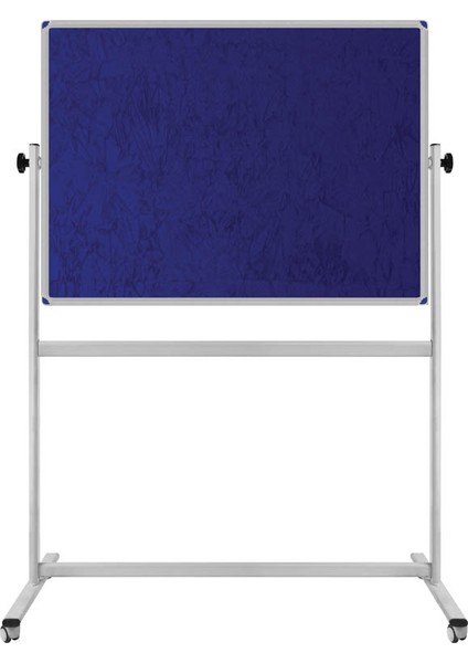 120X140 Kumaşlı Pano Mavi Renk Tekerlekli Ayaklı 360° Dönerli