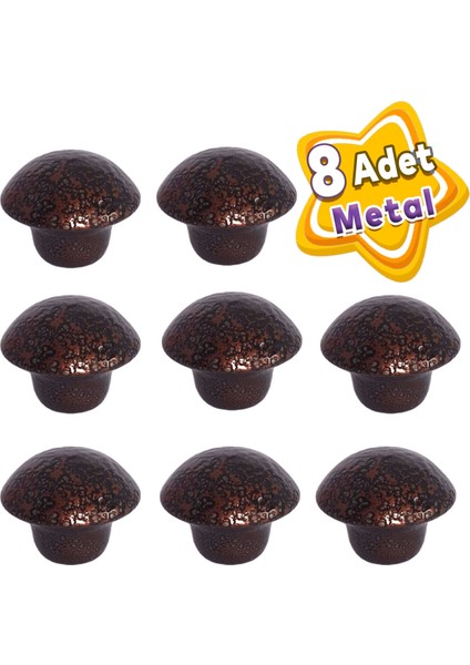 8 Adet Bakır Mantar Düğme Kulp Mobilya Çekmece Dolap Kapak Kulbu Metal Kulp Aksesuarları Vidalı