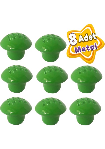 8 Adet Yeşil Noktalı Mantar Düğme Kulp Çocuk Bebek Mobilya Çekmece Dolap Kapak Kulbu Metal Kulp Aksesuarları Vidalı
