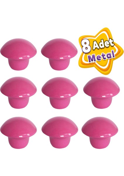 8 Adet Pembe Mantar Düğme Kulp Çocuk Bebek Mobilya Çekmece Dolap Kapak Kulbu Metal Kulp Aksesuarları Vidalı