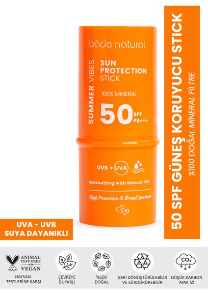 %100 Mineral Filtreli ve Doğal 50 SPF Güneş Koruyucu Stick Yaşlanma Karşıtı ve Besleyici