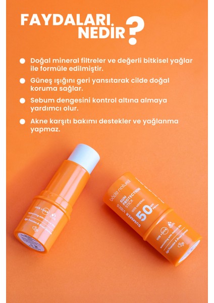 %100 Mineral Filtreli ve Doğal 50 SPF Güneş Koruyucu Stick Yaşlanma Karşıtı ve Besleyici