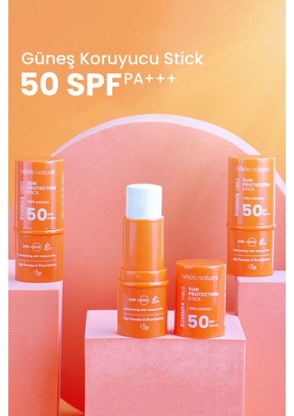 %100 Mineral Filtreli ve Doğal 50 SPF Güneş Koruyucu Stick Yaşlanma Karşıtı ve Besleyici