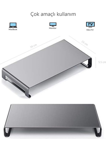 Çok Amaçlı Monitör Laptop Notebook Standı Yükseltici Sehpa Metal- Uzay Gri fırsatları