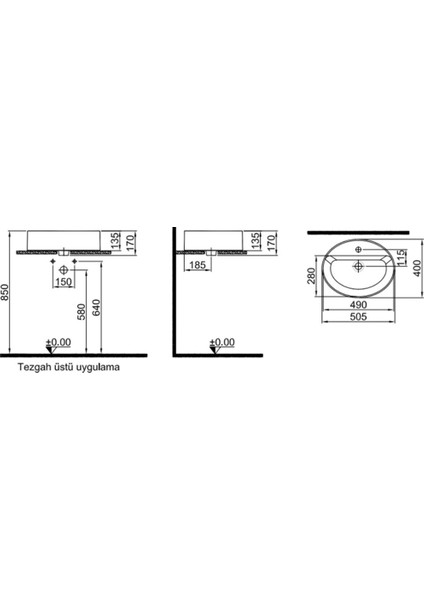 Smartedge 40 x 50 cm Oval Lavabo