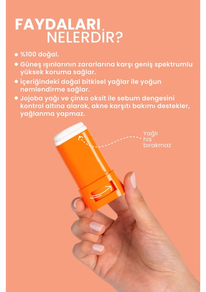 50 Spf Mineral Filtreli ve Doğal Yüksek Korumalı Güneş Stick