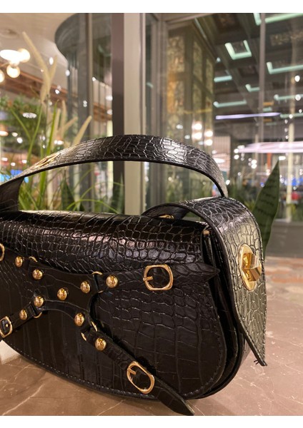 Kroko Manc Model Ayarlanabilir Saplı Kadın El ve Omuz Çantası Omuz Günlük Çanta