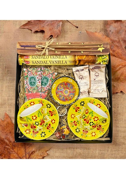 El Yapımı Çini Fincan Seti & Çini Ikramlık & Çini Anahtarlık & Kahve & Tütsülük ve 1 Paket Tütsü & Hediye Seti & Hediye Kutusu & Doğum Günü & Sevgili & Yeni Iş Terfi