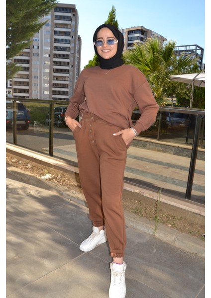 Paçası Lastikli Şardonlu Gold Detay Eşofman Altı modelleri