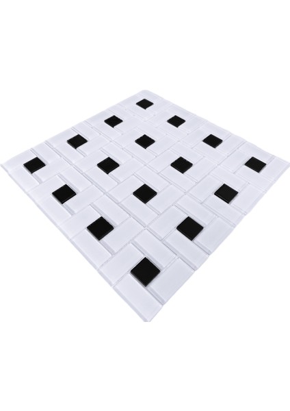 Mutfak Tezgah Arası ve Yaşam Alanlarının Tüm Yüzeyleri Için Kristal Cam Mozaik. Renk: Beyaz-Siyah. Cam Ölçüleri: 23X23X48X4 Mm. File Ölçüsü: 30X30 Cm. ( 1 Koli=11 File Karo=1 M2 Fiyatıdır ) fiyatları
