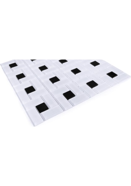 Mutfak Tezgah Arası ve Yaşam Alanlarının Tüm Yüzeyleri Için Kristal Cam Mozaik. Renk: Beyaz-Siyah. Cam Ölçüleri: 23X23X48X4 Mm. File Ölçüsü: 30X30 Cm. ( 1 Koli=11 File Karo=1 M2 Fiyatıdır ) fırsatları