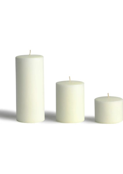 Silindir Set Mum Krem 5-9-15CM