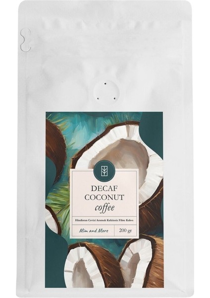 Decaf Coconut Coffee - Kafeinsiz Hindistan Cevizi Aromalı Çekirdek Kahve, 200 Gr