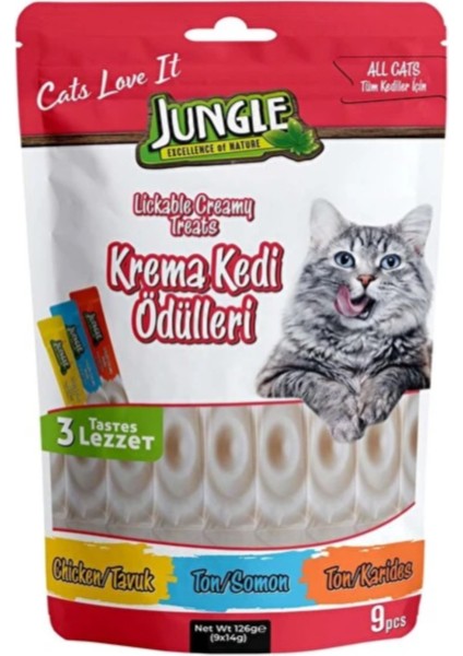 Kedi Krema Ödül Maması 2 Adet (Paket Içi 3 Adet Tavuk 3 Adet Somon 3 Adet Karides)