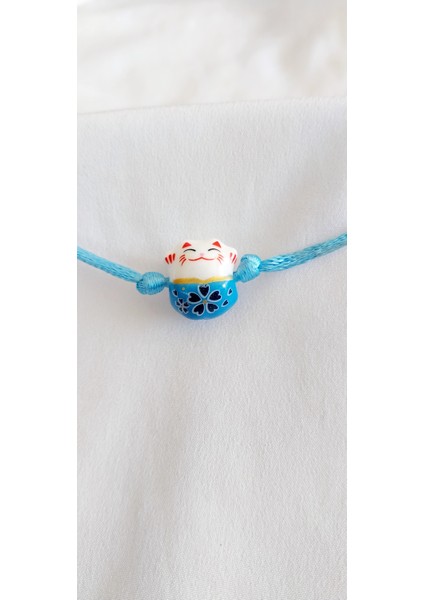 Manekineko Mavi Şans Bilekliği Seramik Kedi fiyatları