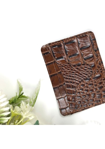 Deri Erkek Kartlık Kahverengi Kroko Desenli fırsatları