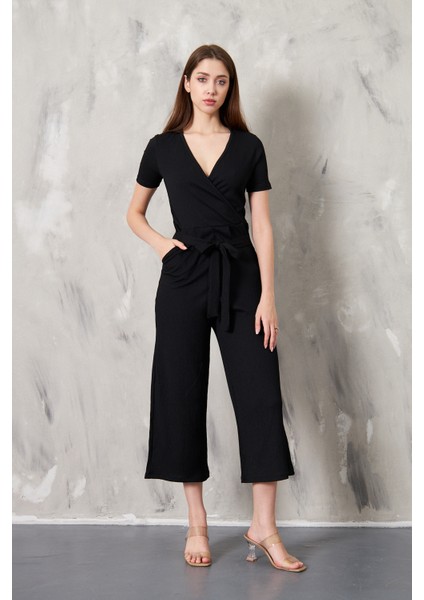 Kruvaze Yaka Kuşaklı Bürümcük Kumaş Tulum fırsatları