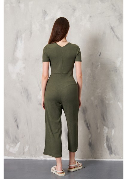 Kruvaze Yaka Kuşaklı Bürümcük Kumaş Tulum fiyatları