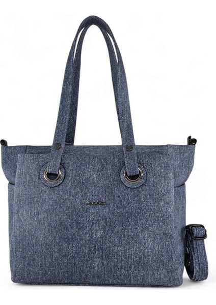 Cep Detaylı Denim Görünümlü Yumuşak Deri Salaş Kadın Omuz Çantası modelleri