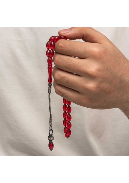 Gümüş 1000 Ayar Kazaz Püsküllü Sıkma Kehribar Tesbih fiyatları