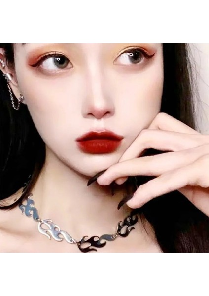 Harajuku Streetwear Paslanmaz Çelik Alev Unisex Kolye Punk Aksesuarı Gerdanlık Kolye fiyatları