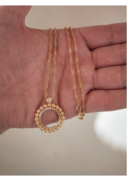 Çeyrek Dorika 22AYAR Altın Kaplama Kolye 55CM Zincir