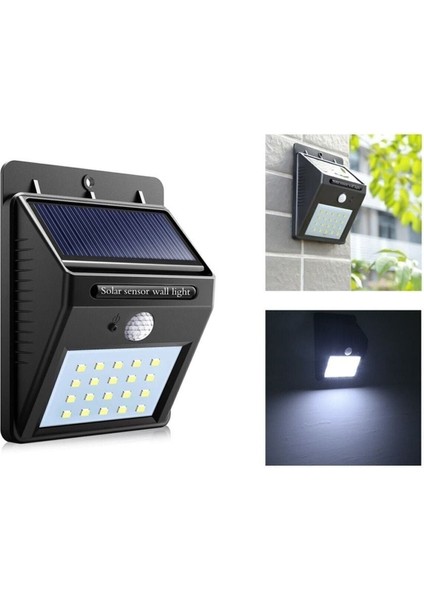 Güneş Enerji Starmax Sensörlü Solar Duvar Lambası 20 Ledli