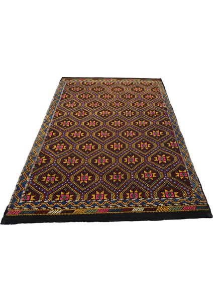 El Dokuması Yekpare Geometrik Karapınar Yörük Yün Cecim Kilim 4882