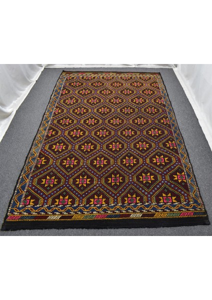 El Dokuması Yekpare Geometrik Karapınar Yörük Yün Cecim Kilim 4882