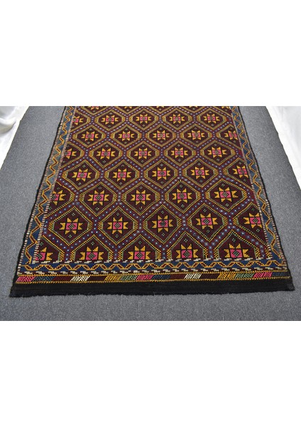 El Dokuması Yekpare Geometrik Karapınar Yörük Yün Cecim Kilim 4882