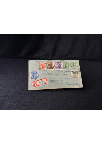 2. Dünya Savaşı Sonrası 1946 Yılında Almanya'da Berlin'den Bad Reichenhall'a Taahhütlü Postadan Geçmiş Zarf Berlin Pullu