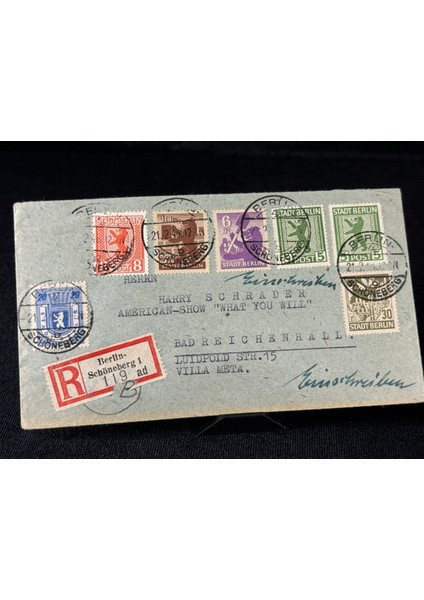 2. Dünya Savaşı Sonrası 1946 Yılında Almanya'da Berlin'den Bad Reichenhall'a Taahhütlü Postadan Geçmiş Zarf Berlin Pullu
