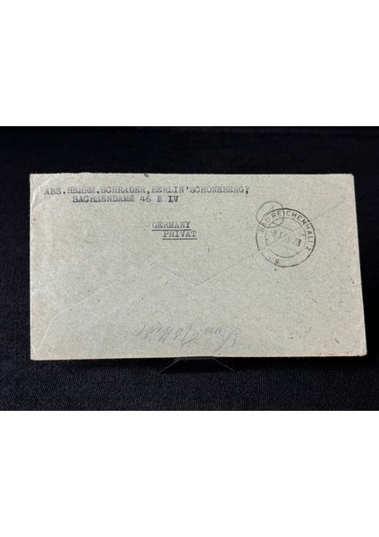 2. Dünya Savaşı Sonrası 1946 Yılında Almanya'da Berlin'den Bad Reichenhall'a Taahhütlü Postadan Geçmiş Zarf Berlin Pullu
